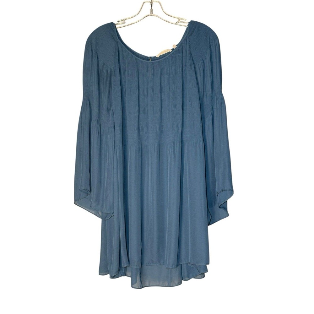 Soft Surroundings Pleated Butterfly Sleeve Top Blouse Ladies Flowy Loose XL Blue
